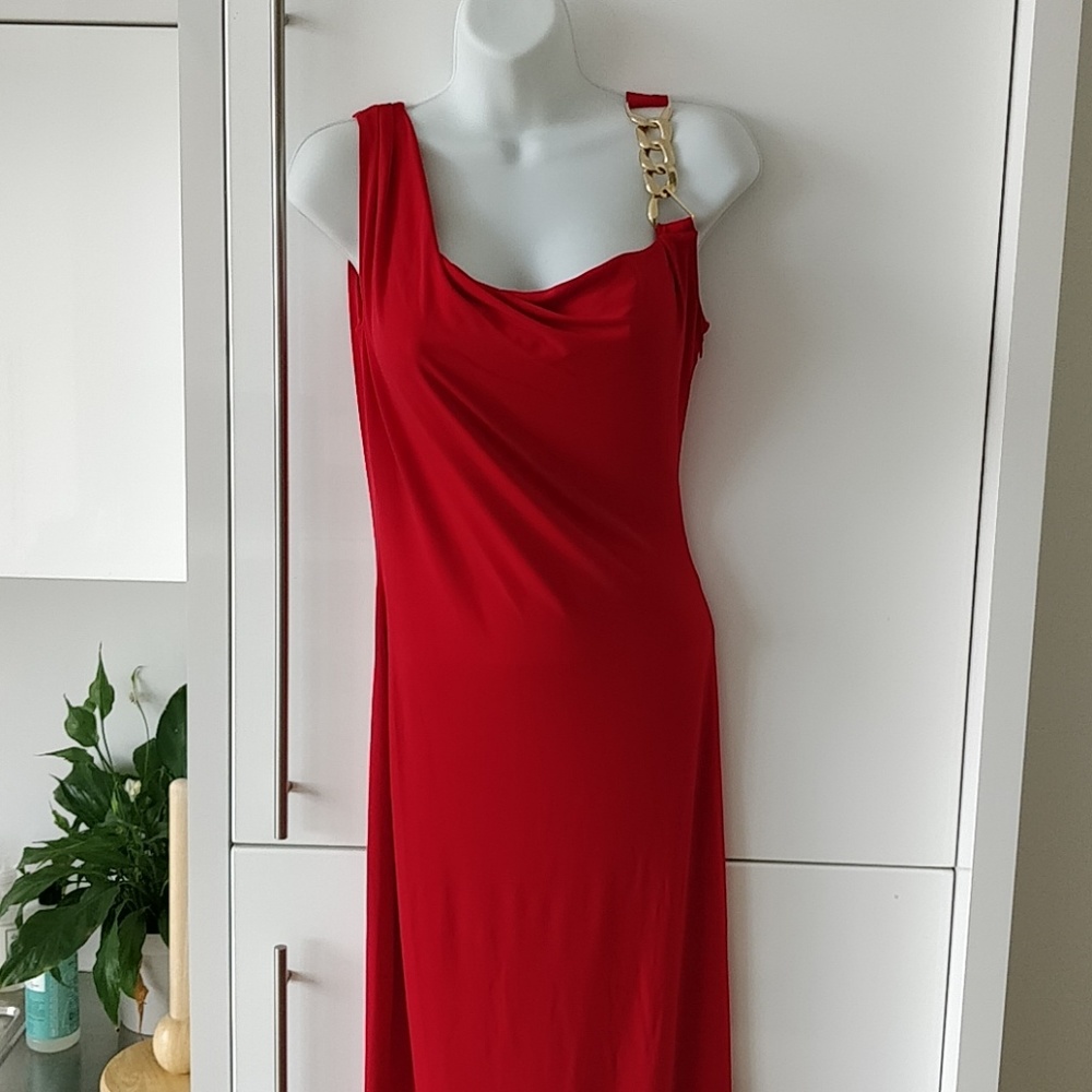 Red Calvin Klein dress gown